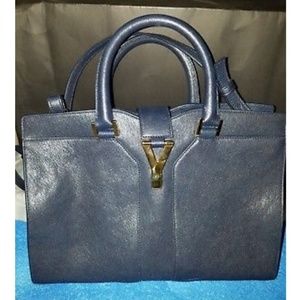 Authentic YSL Cabas Y-Ligne Leather Tote/Shoulder